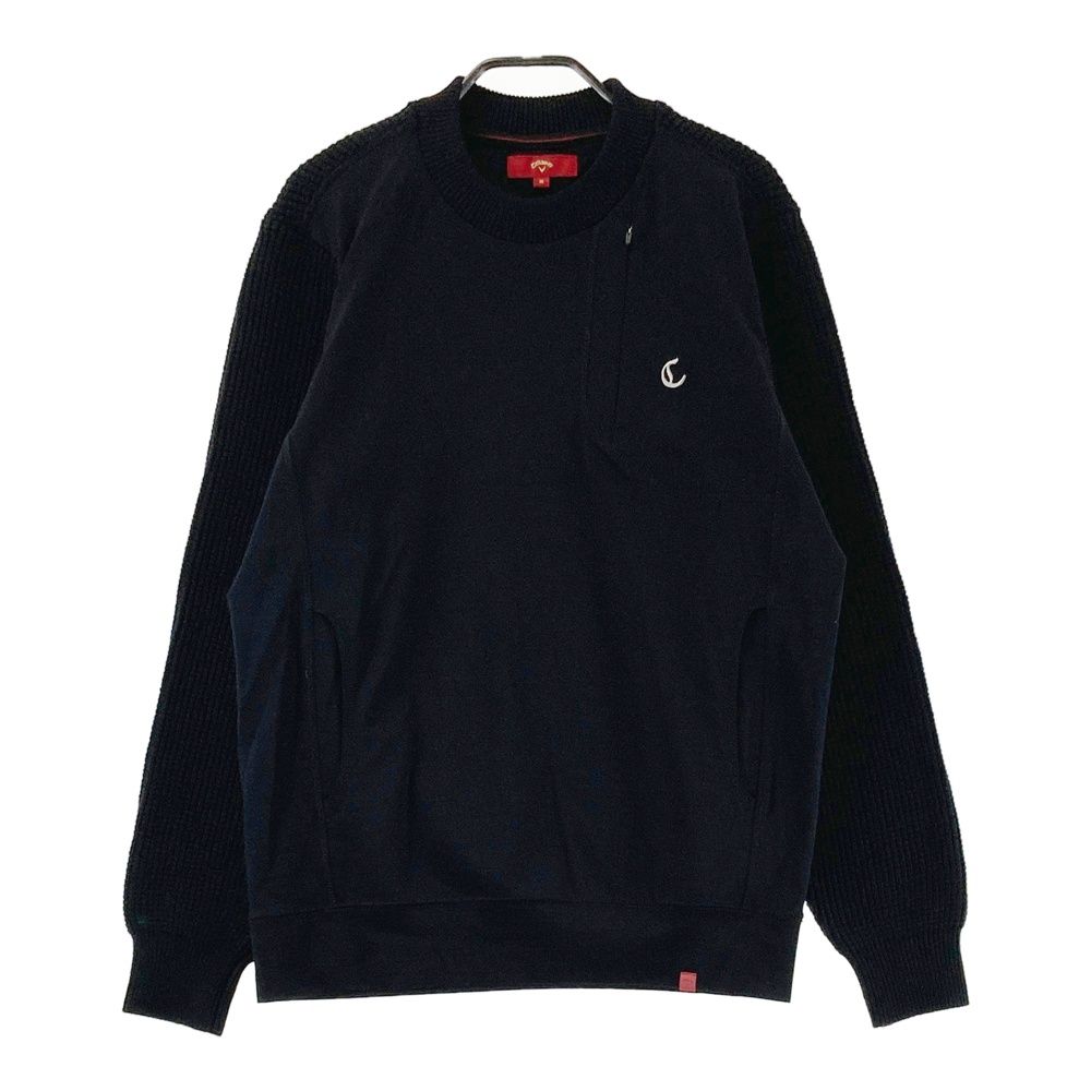 サイズ M キャロウェイ 2025年モデル 切替ニットセーター プルオーバー ブラック系 ゴルフウェア メンズ ストスト