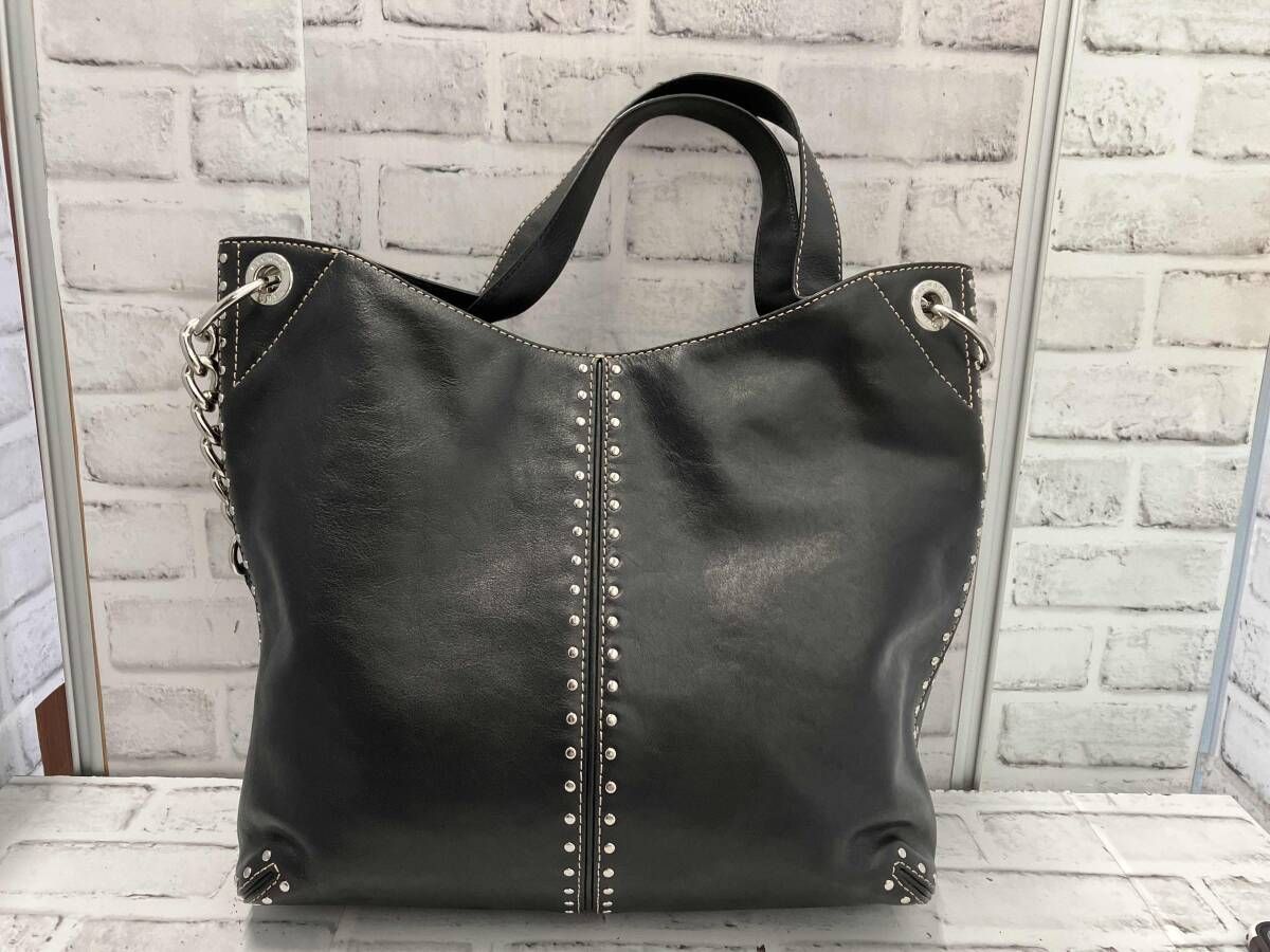 MICHAEL KORS チェーンショルダーハンドバッグ レザー スタッズ ブラック マイケルコース 2 way