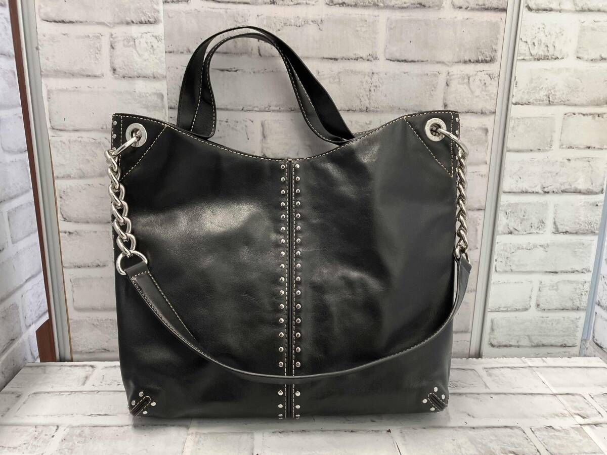 MICHAEL KORS チェーンショルダーハンドバッグ レザー スタッズ ブラック マイケルコース 2 way