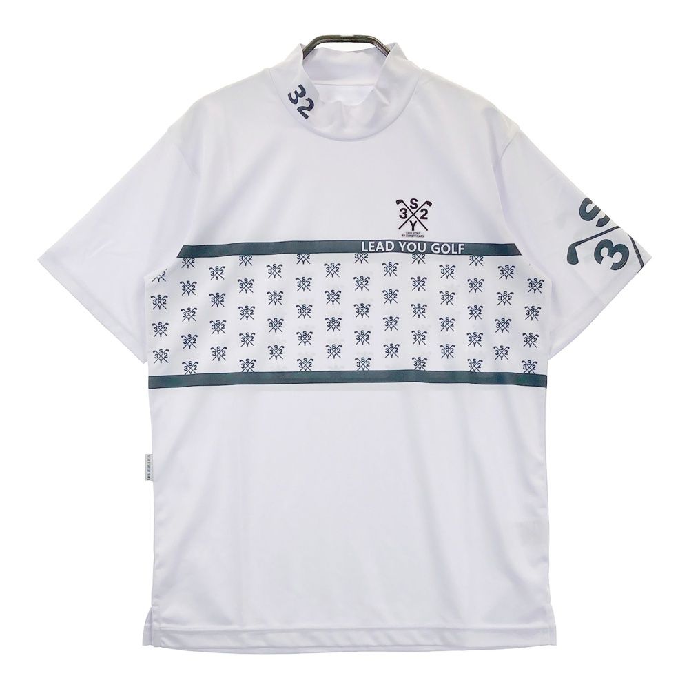 サイズ M SY 32 BY SWEET YEARS GOLF エスワイサーティトゥ モデル ハイネック 半袖Tシャツ ロゴ柄 ホワイト系 ゴルフウェア メンズ ストスト
