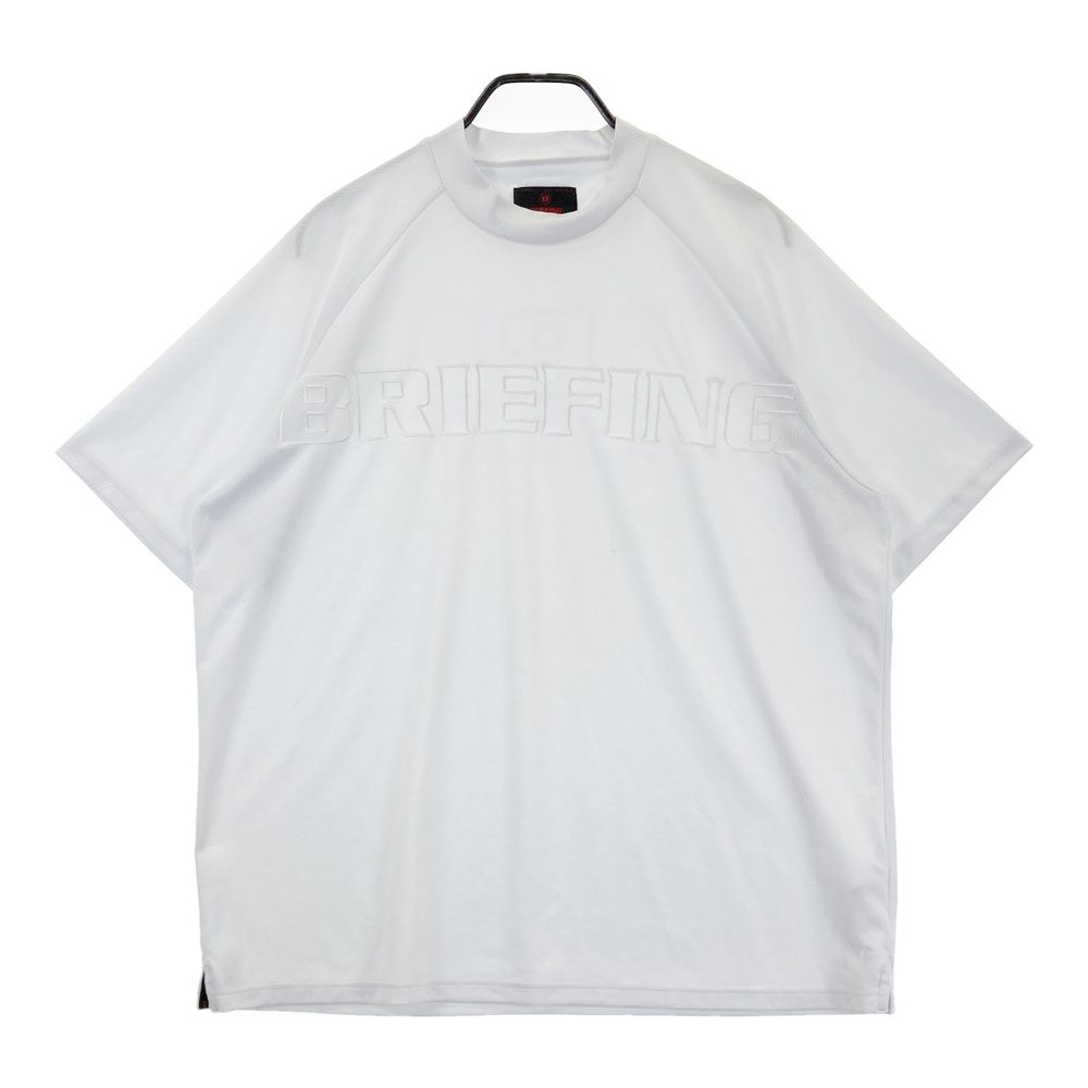 サイズ XL GOLF ブリーフィング 2025年モデル ハイネック 半袖Tシャツ ビッグロゴ ホワイト系 ゴルフウェア メンズ ストスト