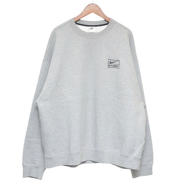NIKE×stussy ナイキ×ステューシー Fleece Crew ロゴ刺繍クルーネック