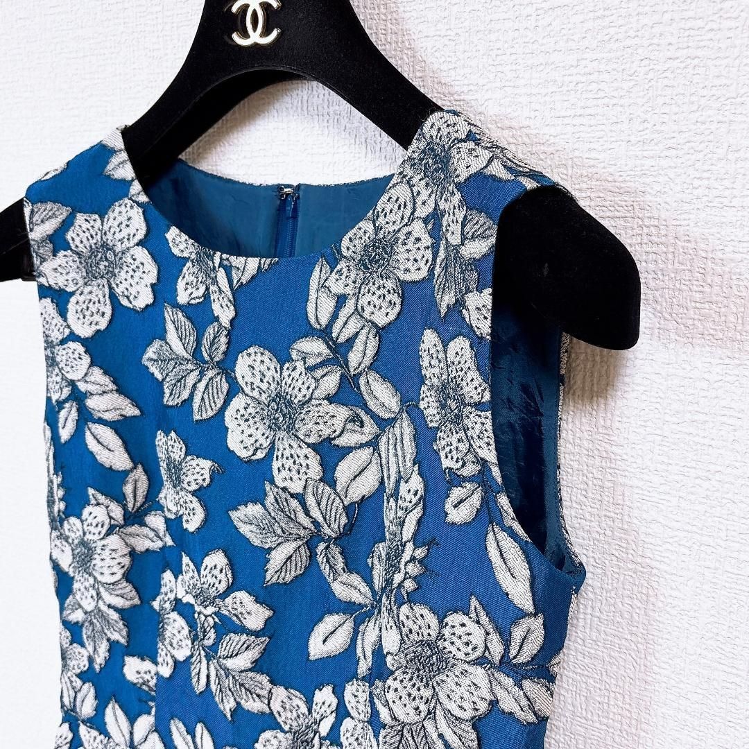 アナイ ノースリーブワンピース 36 花柄 ブルー - メルカリ