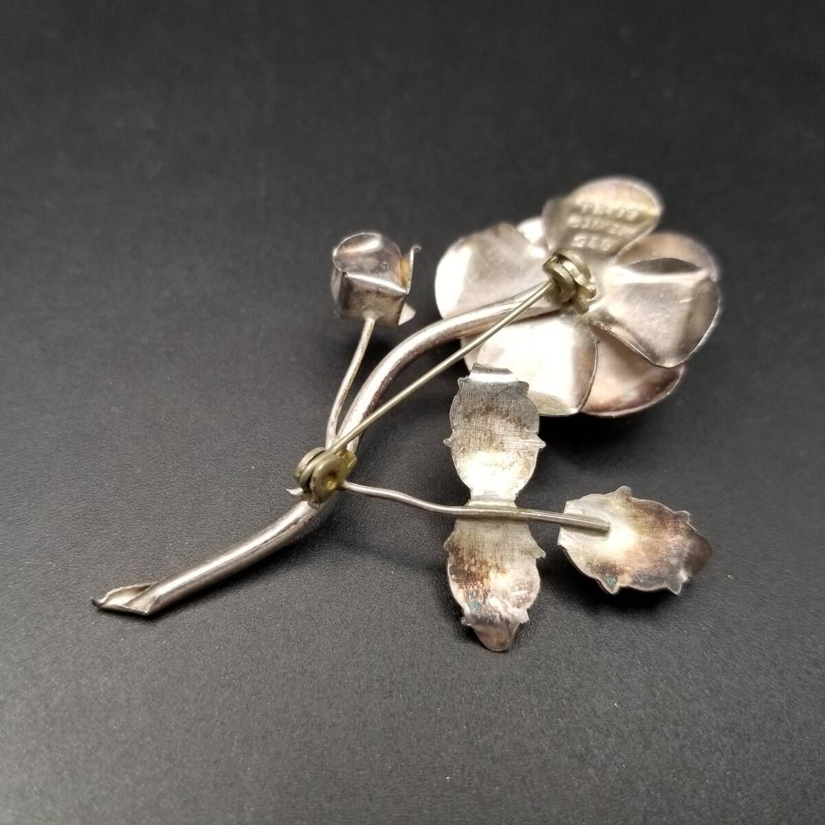 メキシコ 925 シルバー 大きな薔薇の花 立体彫刻 ヴィンテージ