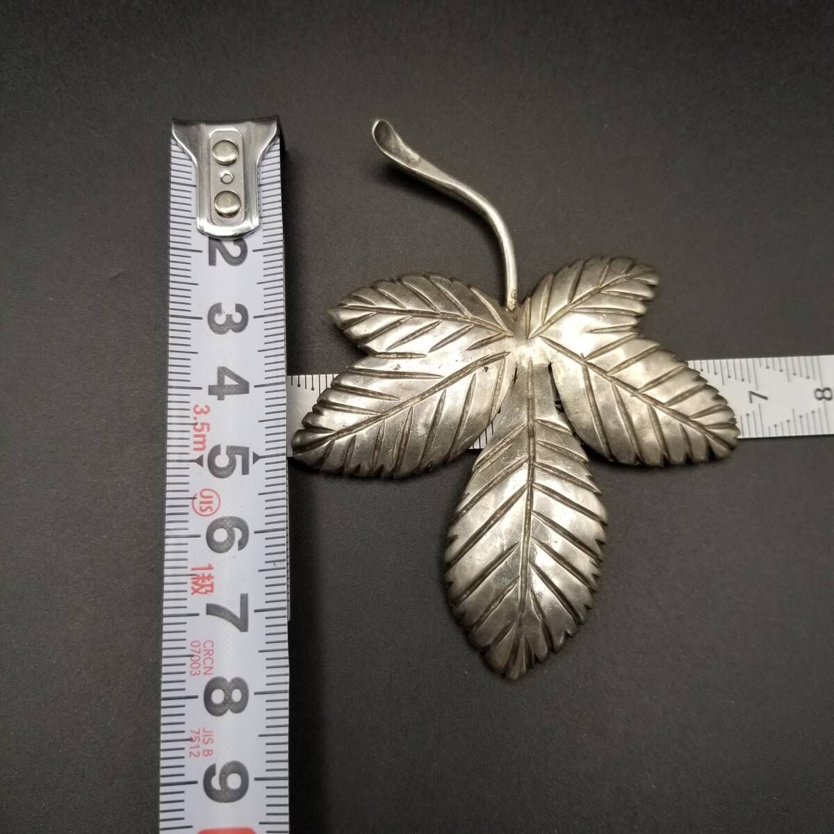 メキシコ 925 シルバー 大きな三枚葉 立体彫刻 ヴィンテージ リーフ