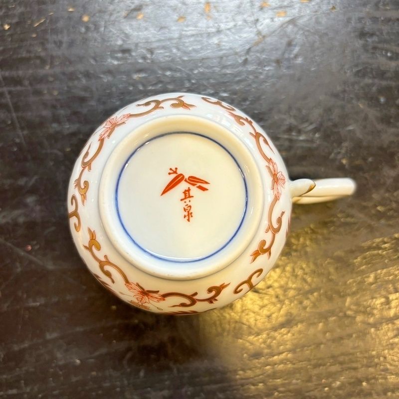 其泉 赤濃金彩唐草 コーヒー碗皿 1客 カップ＆ソーサー 陶器 和風 日本