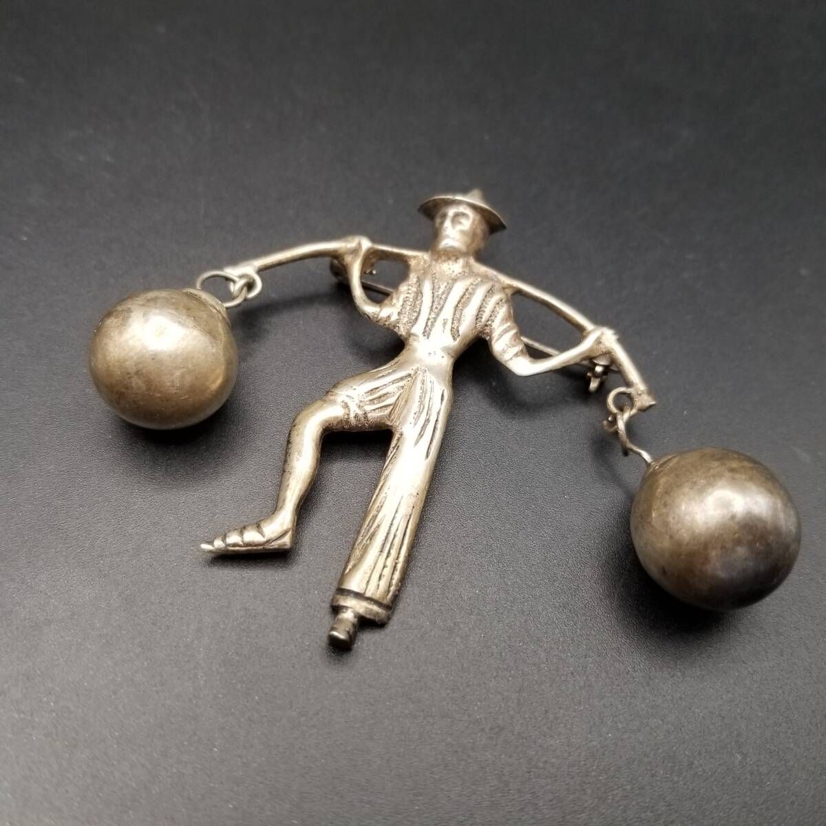 メキシコ 925 シルバー 水を運ぶ人 労働者 ヴィンテージ ブローチ 銀