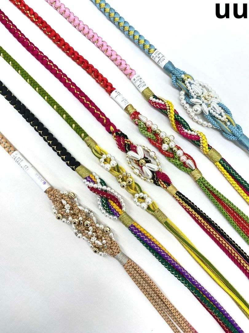 振袖用帯締め 飾り付き 7本おまとめ 正絹 uu