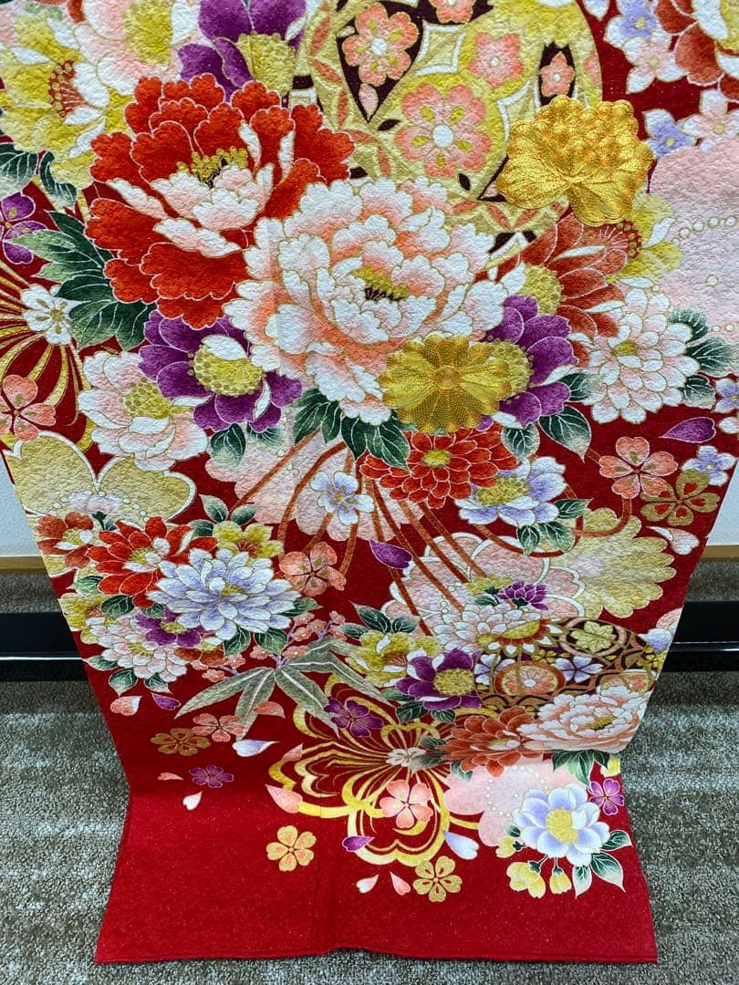 振袖 金駒 金彩 銀通し 毱 花々 身丈172 cm 撥水加工済 MO 3260