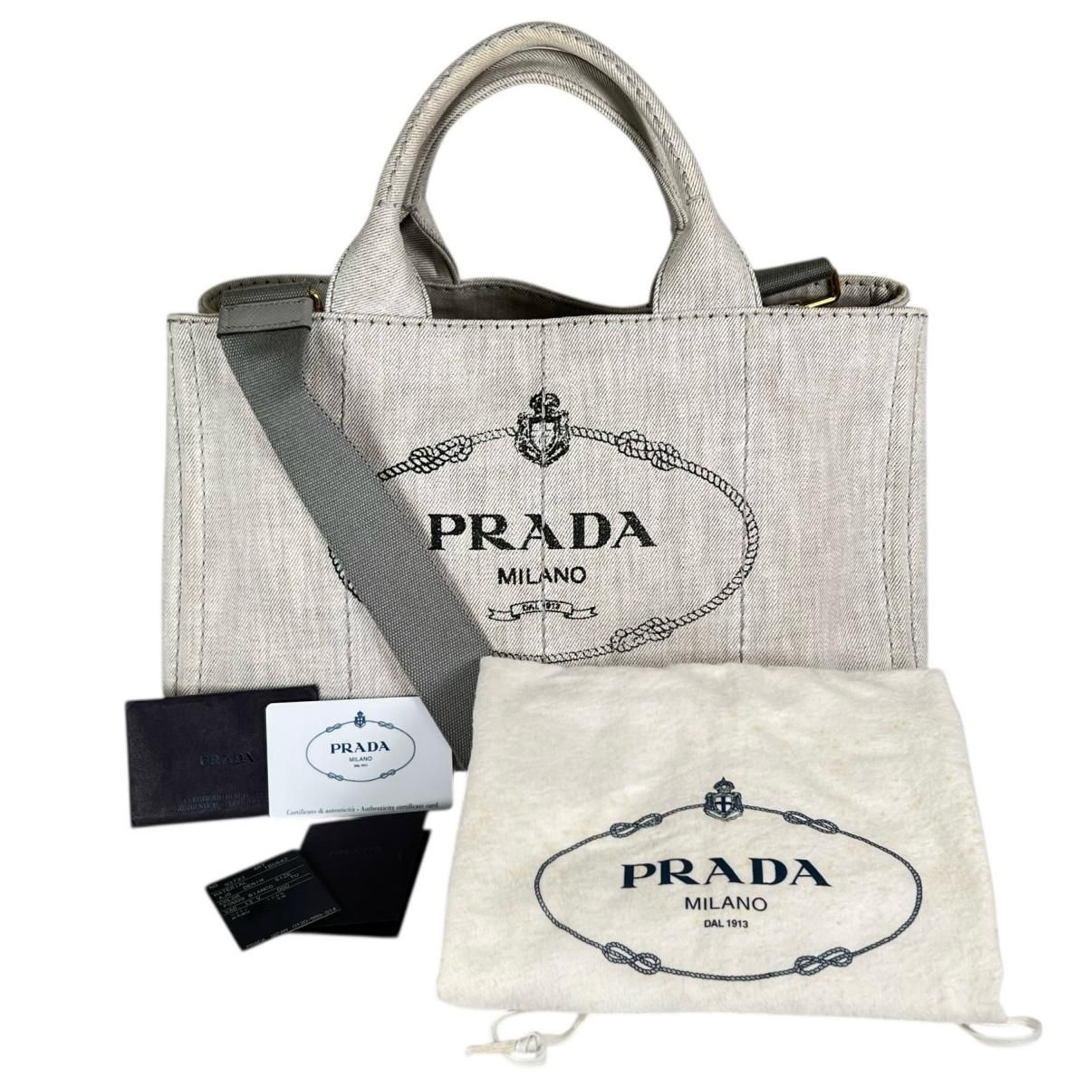 プラダ 1 BG 642 キャンバス トートバッグ カナパトート PRADA ビアンコ