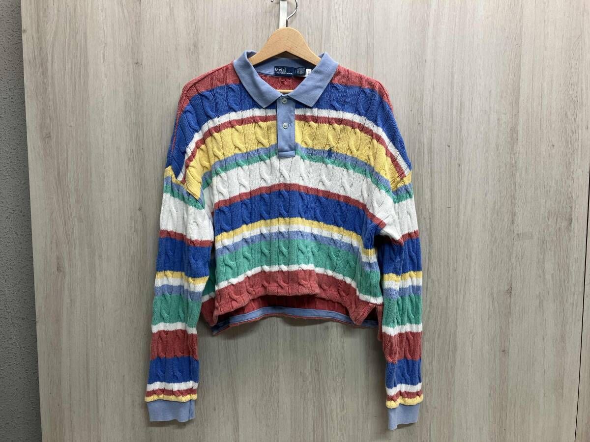POLO RALPH LAUREN ポロ ラルフローレン サイズL ケーブルニットコットンロングスリーブ マルチカラー
