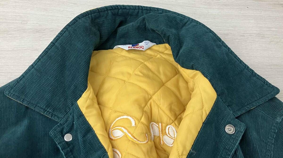 【美品80s USA製】Rennoc レノック　スタジャン　古着　アウター 80年代 RENNOC ウールスタジャン 袖レザー メンズL 古着 80s