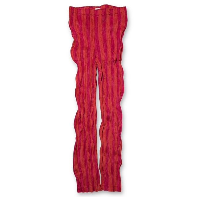 24 ss PLEATS PLEASE シワプリーツストライプパンツ サイズ4 ピンク系ストライプ プリーツプリーズ