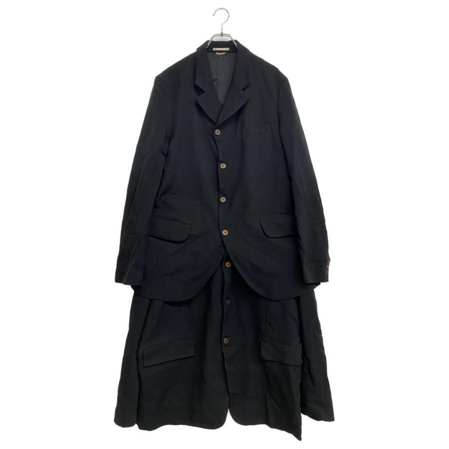 24 ss COMME des GARCONS HOMME PLUS ポリ縮絨製品染め2段 ジャケット PM-J 036 サイズXL ブラック コムデギャルソンオムプリュス