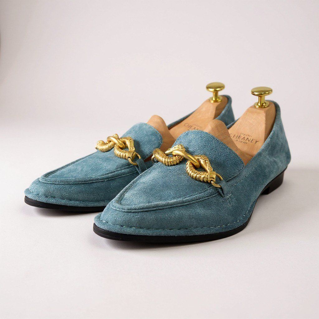 1 a 6 TORY BURCH トリーバーチ ローファー パンプス フラットシューズ スウェード 8 Mサイズ ブルー系 レザー レディースk 02 i