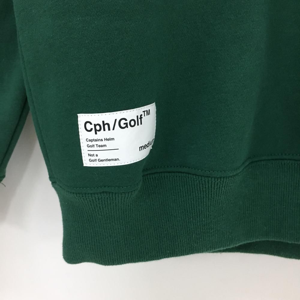 美品】キャプテンズヘルムゴルフ トレーナー グリーン×白 裏起毛