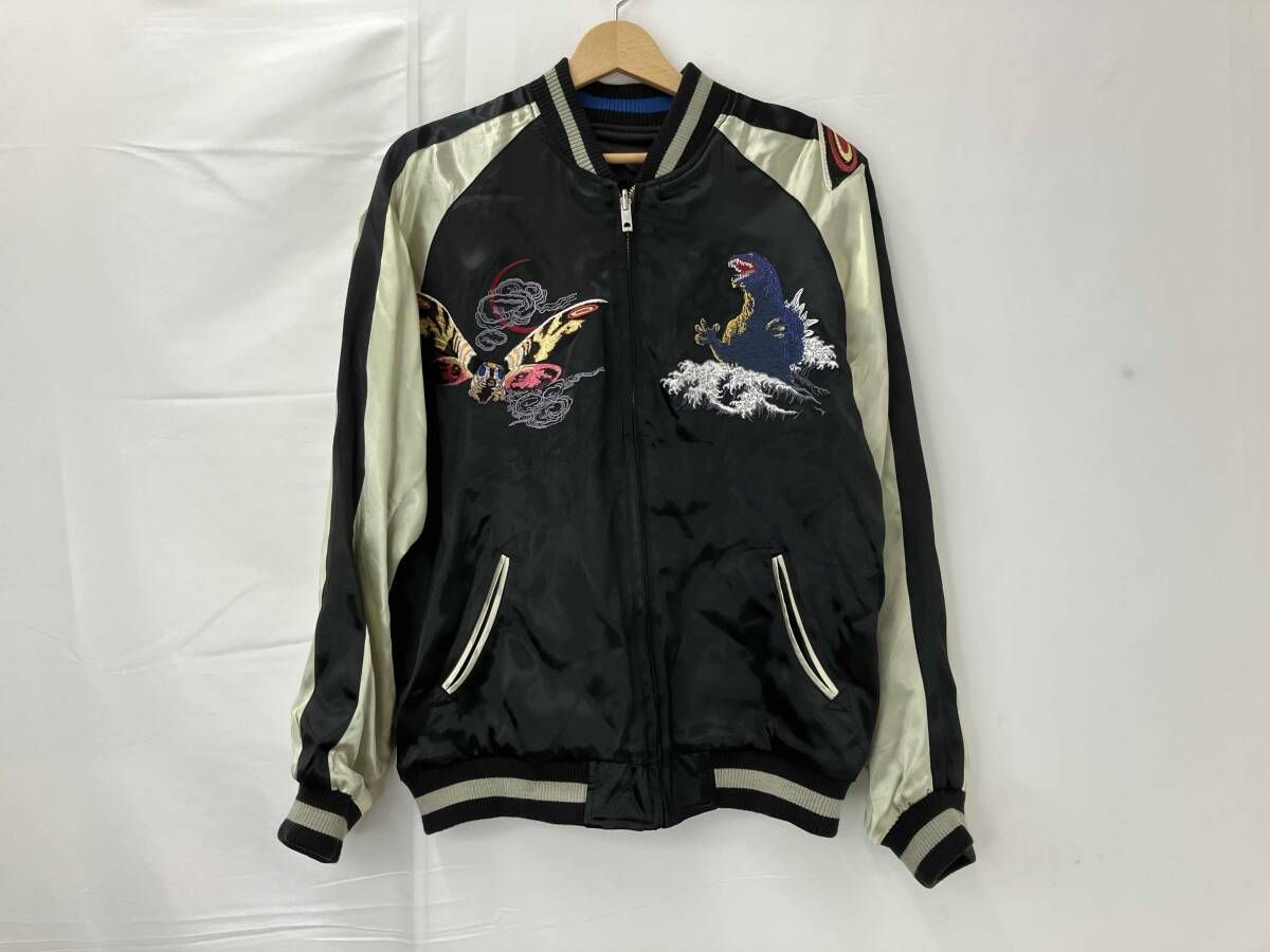 TEN STRIKE テンストライク GODZILLA スカジャン モスラ対ゴジラスカジャン サイズL メンズ マルチカラー 刺繍 リバーシブル 臭いあり