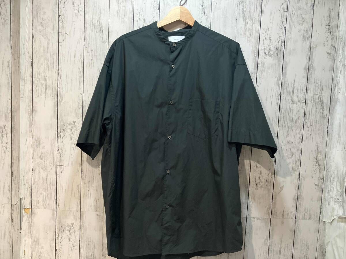 Graphpaper GM 241 50004 B Broad S Oversized Band Collar Shirt グラフペーパー オーバーサイズ バンドカラーシャツ グレー系