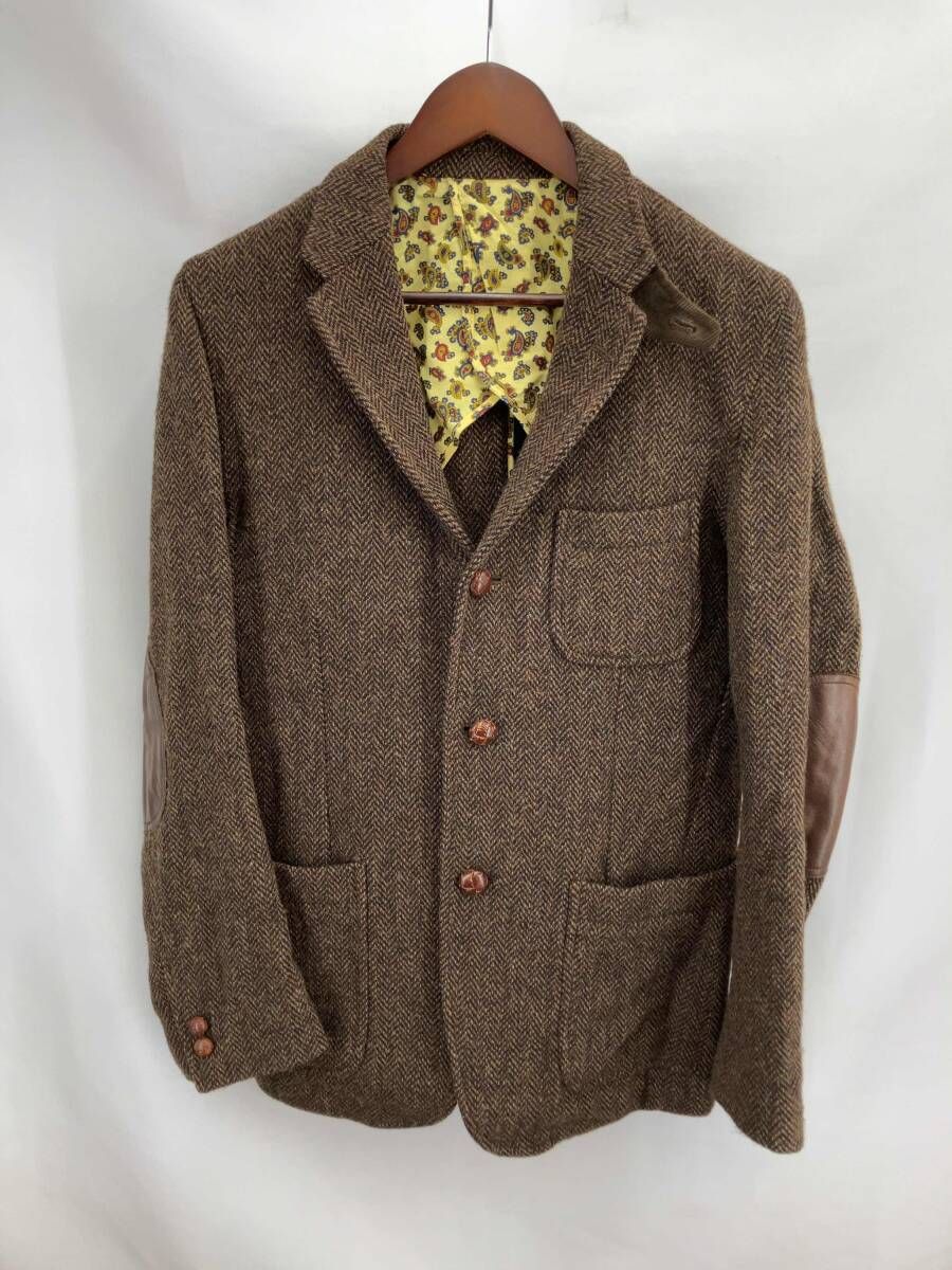 BEAMS PLUS ビームスプラス Harris Tweed ハリスツイード テーラードジャケット 裏地ペイズリー M ブラウン 冬