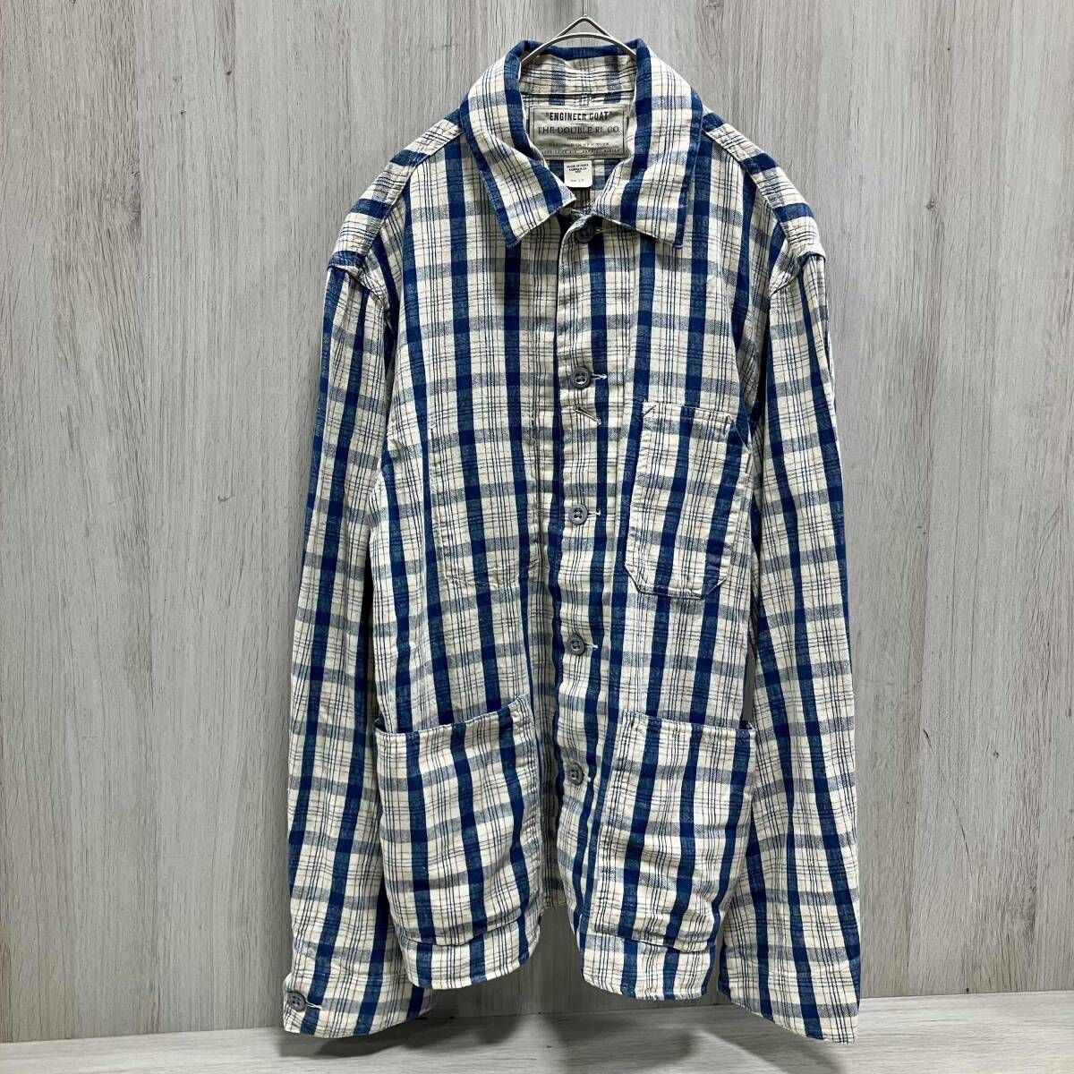 RRL RALPH LAUREN|カバーオール| COAT|コットンリネンシャツジャケット |チェック×ブルー ダブルアールエル