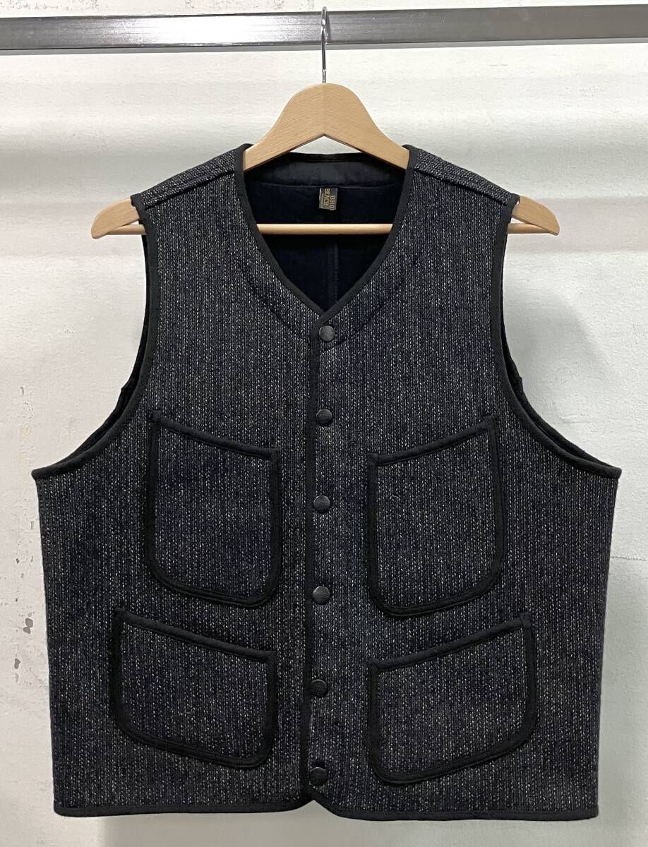 BROWN S BEACH ブラウンズビーチ ビーチジャケット ベスト サイズ36 JS 001 ウール コットン フルカウント ブラック 日本製