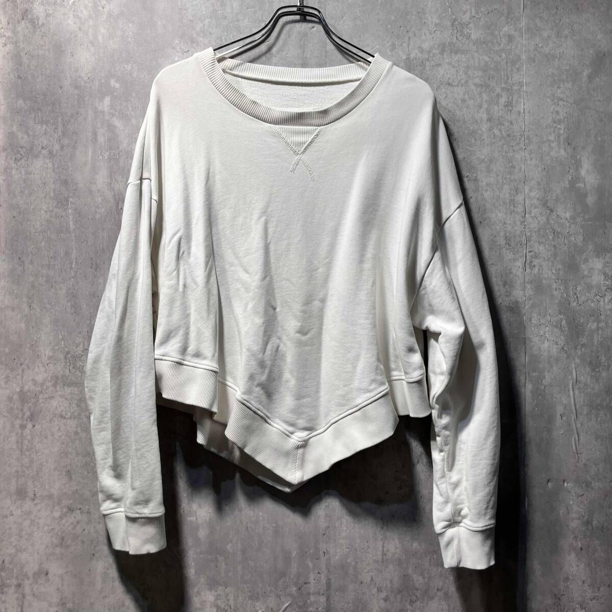 18 aw MM 6 Deformed crew neck sweatshirt white sizeS 変形クルーネックスウェット エムエムシックス