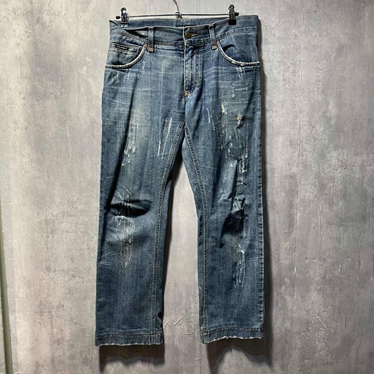 archive DOLCE - GABBANA 刺繍ロゴダメージ加工デニムパンツ サイズ48 ドルチェ-ガッバーナ