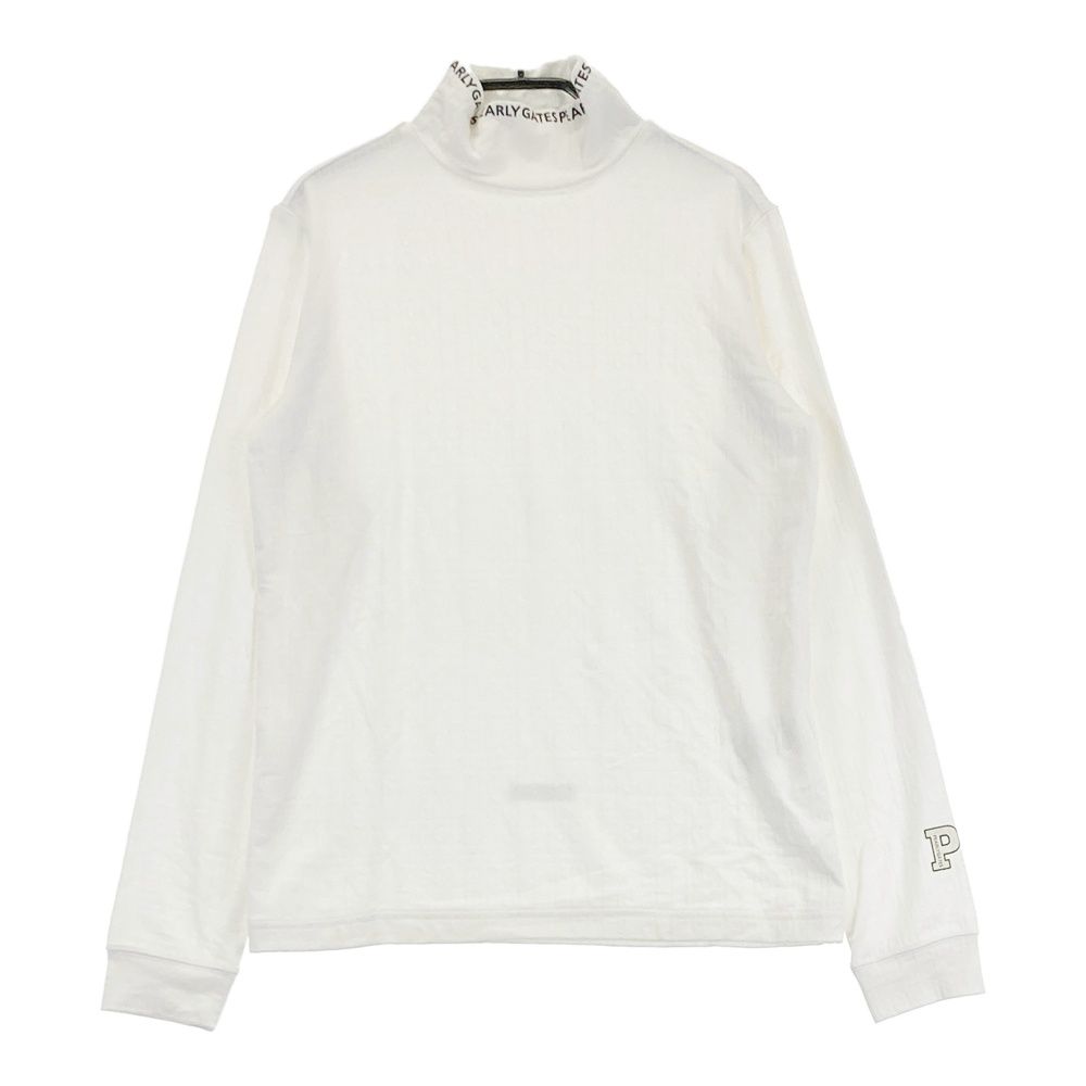 サイズ 1 PEARLY GATES パーリーゲイツ 2025年 ハイネック 長袖Tシャツ 総柄 ホワイト系 ゴルフウェア レディース ストスト