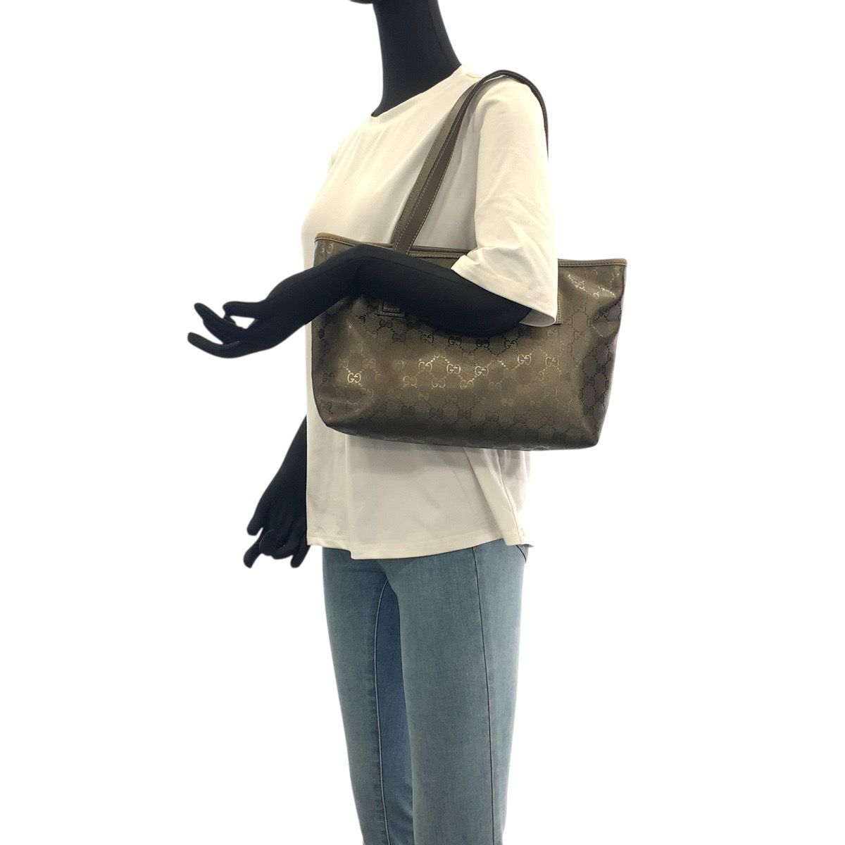 GUCCI グッチ GGインプリメ グレージュ ガンメタ金具 GGキャンバス