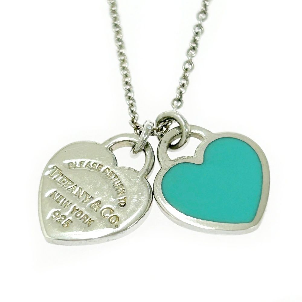 き TIFFANY Co ティファニー シルバー リターントゥ ミニ ダブルハート ネックレス 2 7 g 925刻印 510084