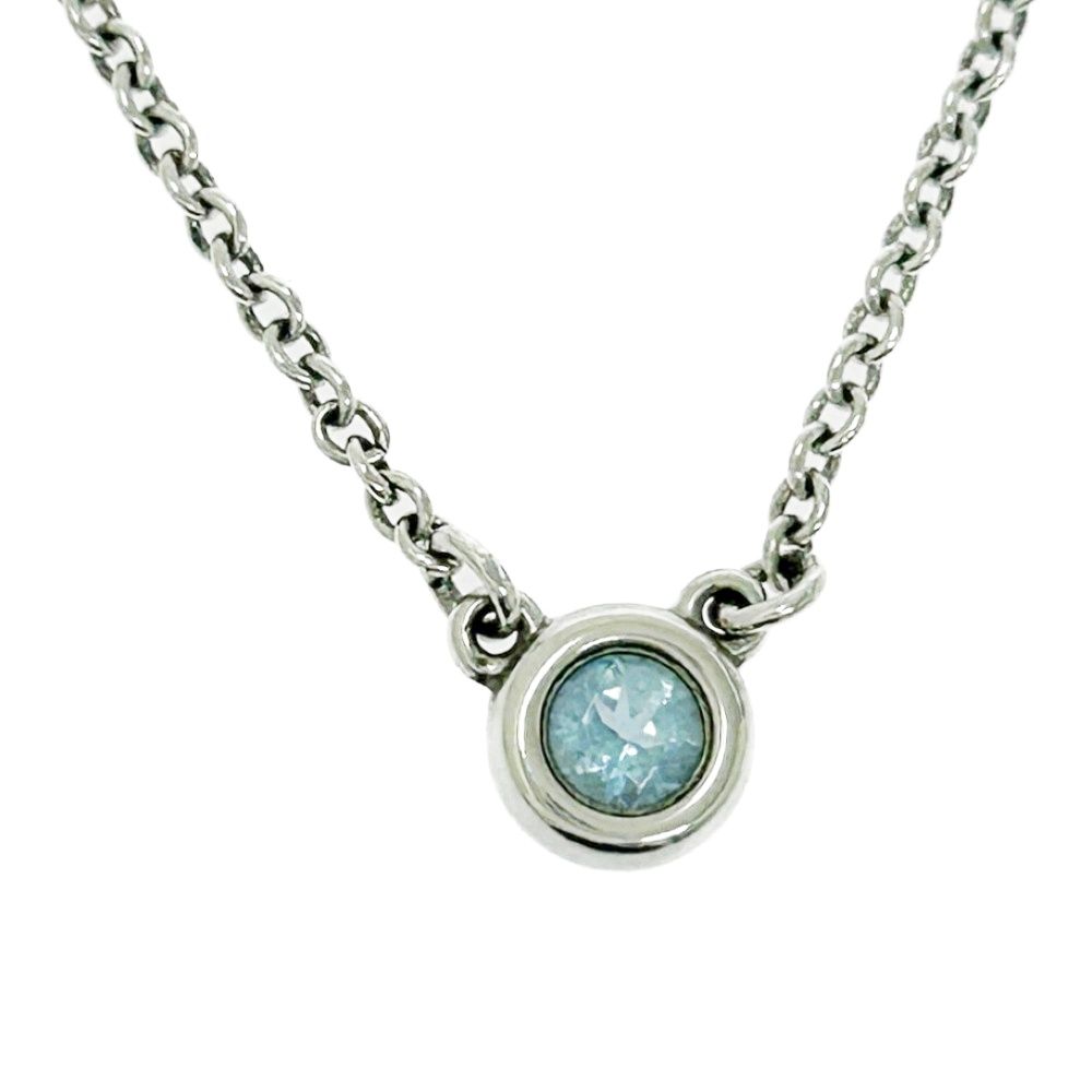 き TIFFANY Co ティファニー シルバー バイザヤード ネックレス 1 7 g ブルー 925刻印 525668