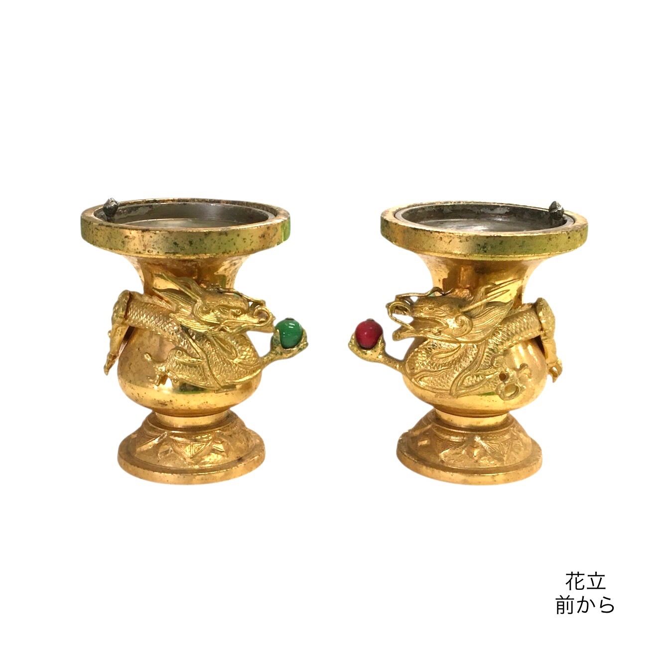 DH m_2512 017 五具足 麟鳳亀龍 浄土真宗高田派 4 5号 真鍮製金メッキ 仏壇 仏具 具足 仏壇 仏具 冠婚葬祭 宗教用品