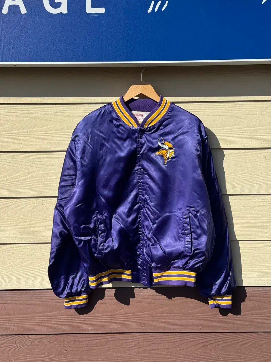 90 sミネソタ バイキングス ナイロン サテン スタジャン