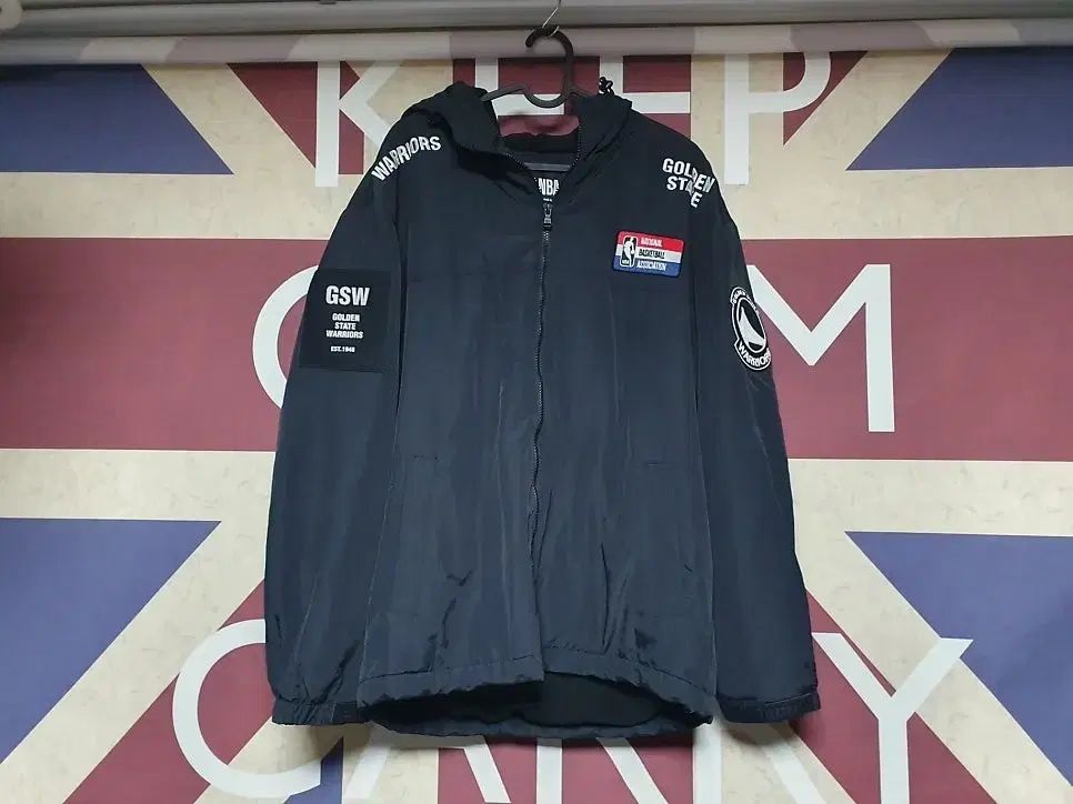 NBA エンビエイ ゴールデンステイト ウォーリアーズ フリース裏地 フード アウター M