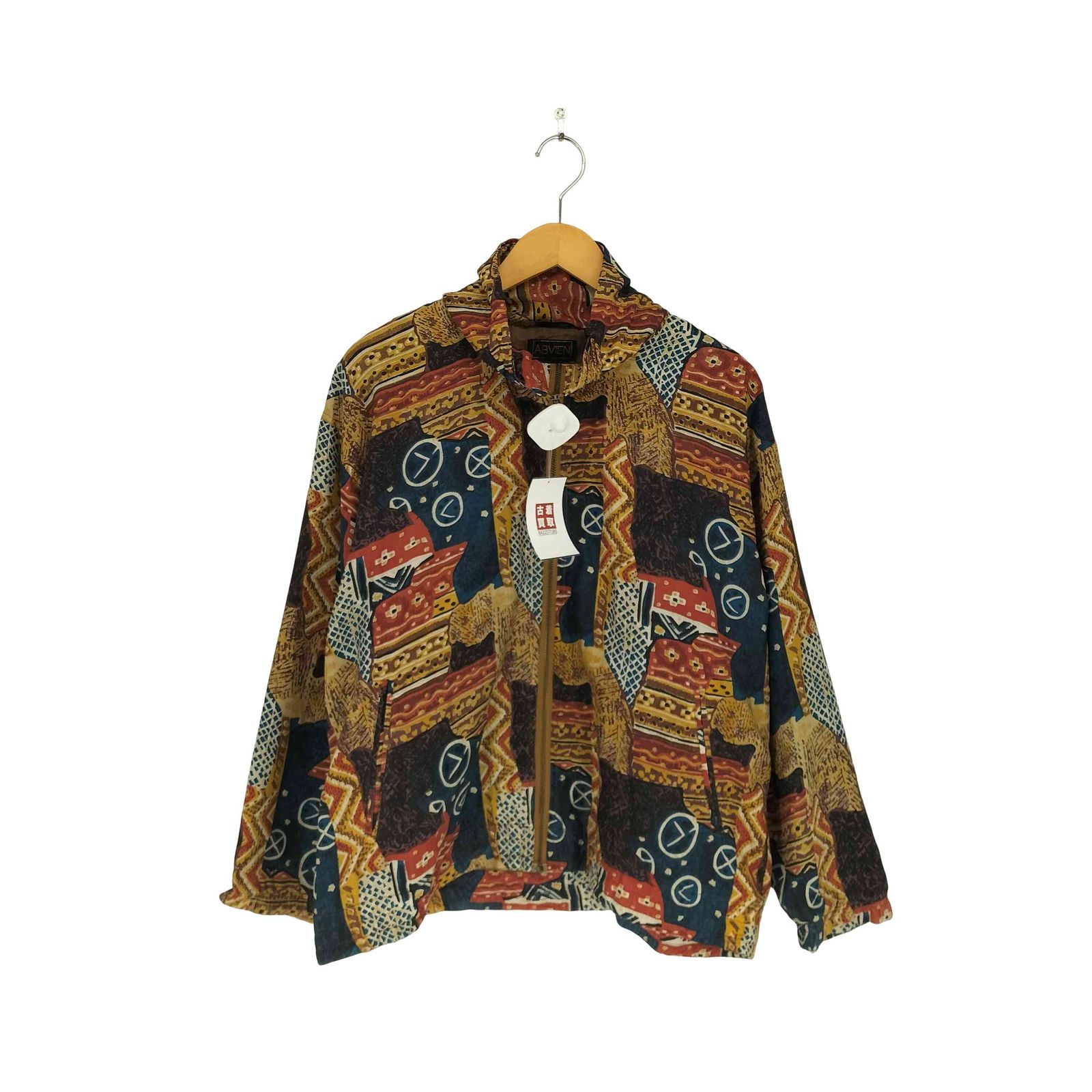 ユーズドフルギ USED古着 シルク100 総柄ジップジャケット メンズ M