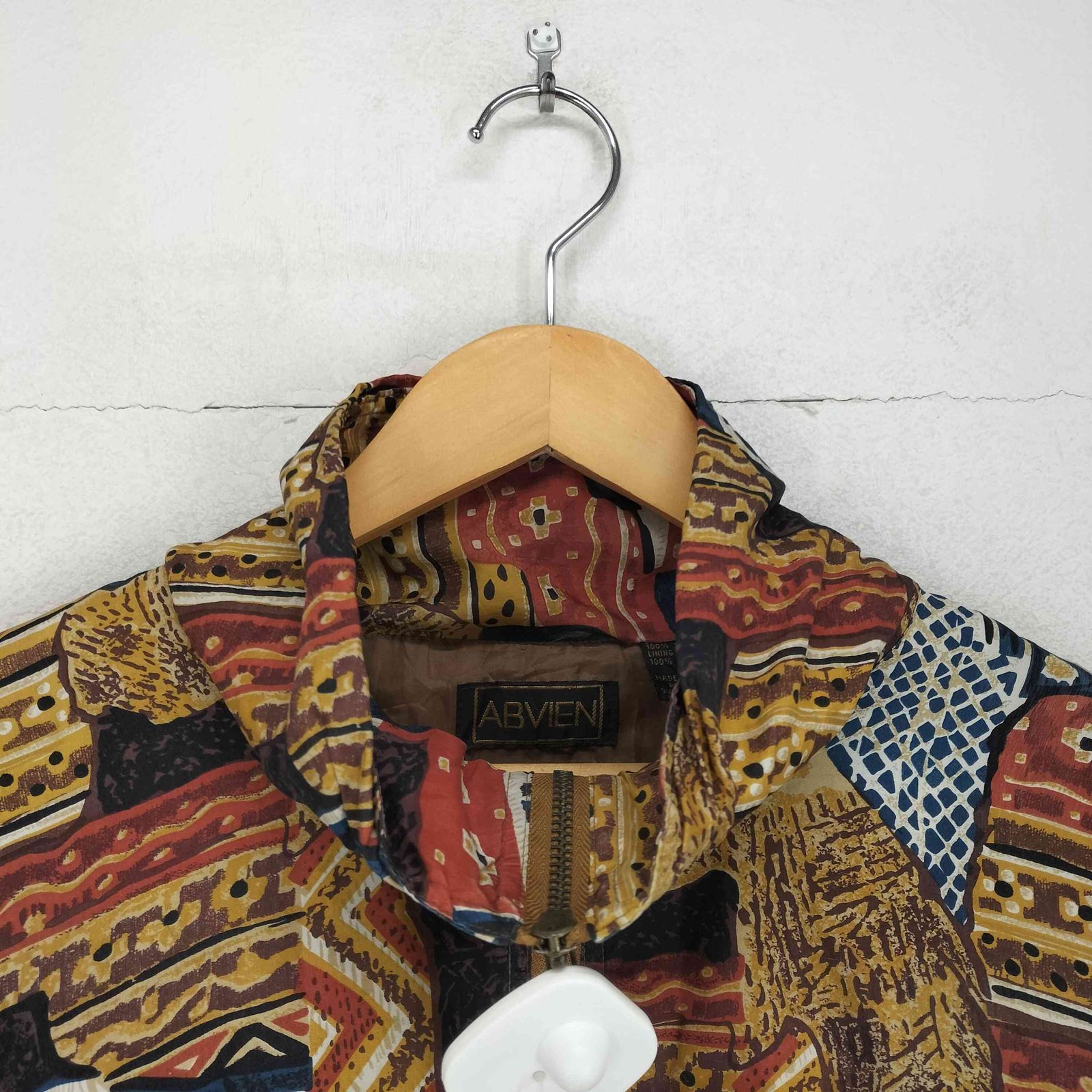 ユーズドフルギ USED古着 シルク100 総柄ジップジャケット メンズ M