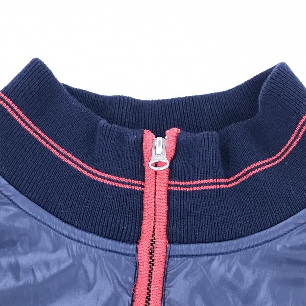 マスターバニー ニットジャケット ネイビー×レッド 前面異素材 メンズ