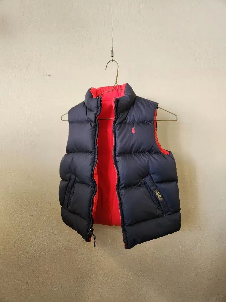 ポロラルフローレン キッズ 5 リバーシブル ダウン ベスト ネイビー レッド