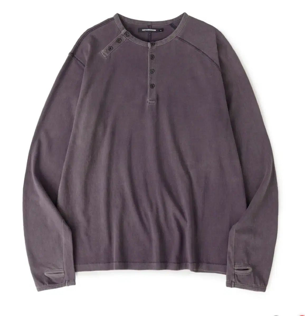 3 ヘッチングルーム ダブル ヘンリーネック Tシャツ ブリーチ チャコール