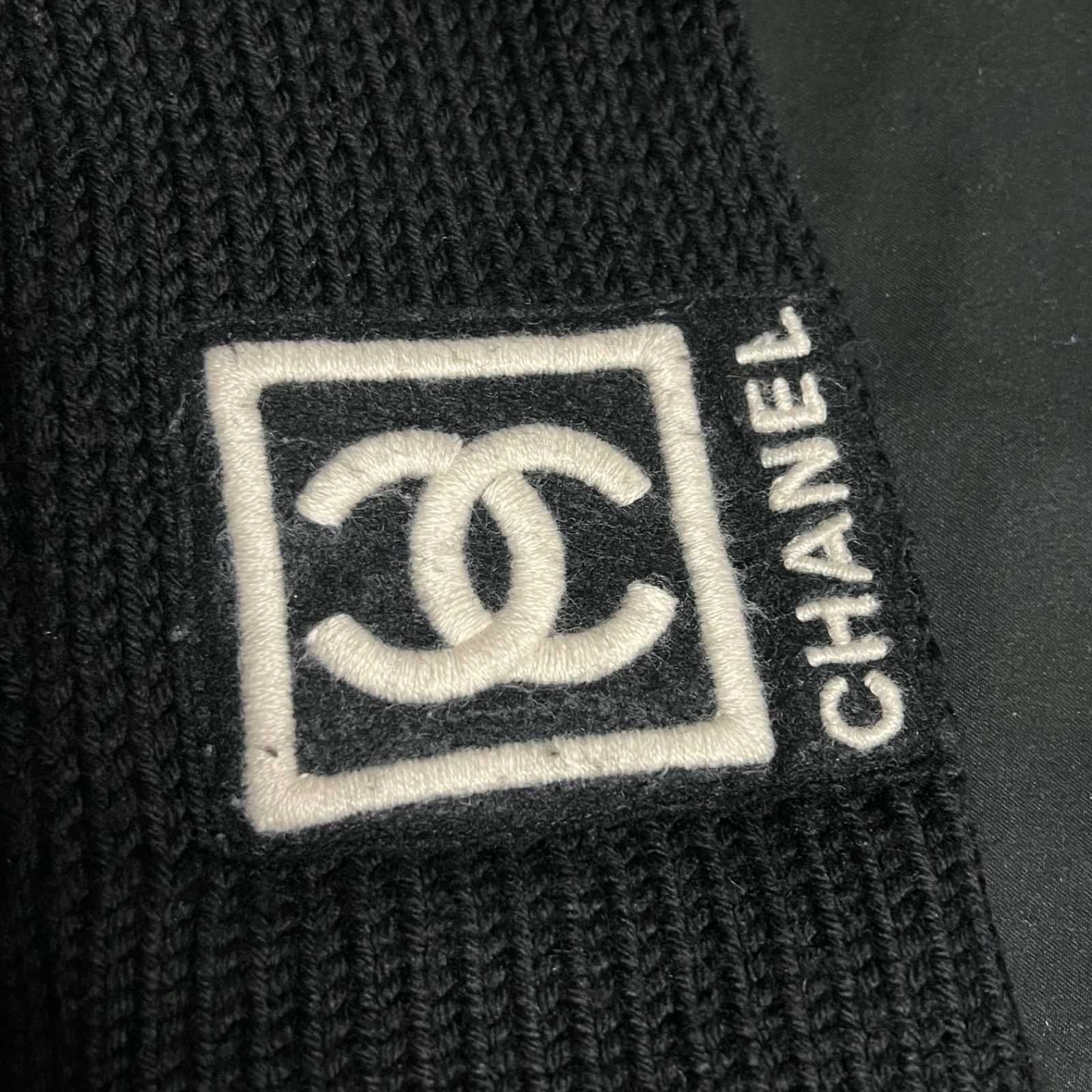 CHANEL シャネル ニット パーカー トップス 42 黒 シャネル CHANEL ニットパーカー ジップアップ スポーツ ココマーク 黒
