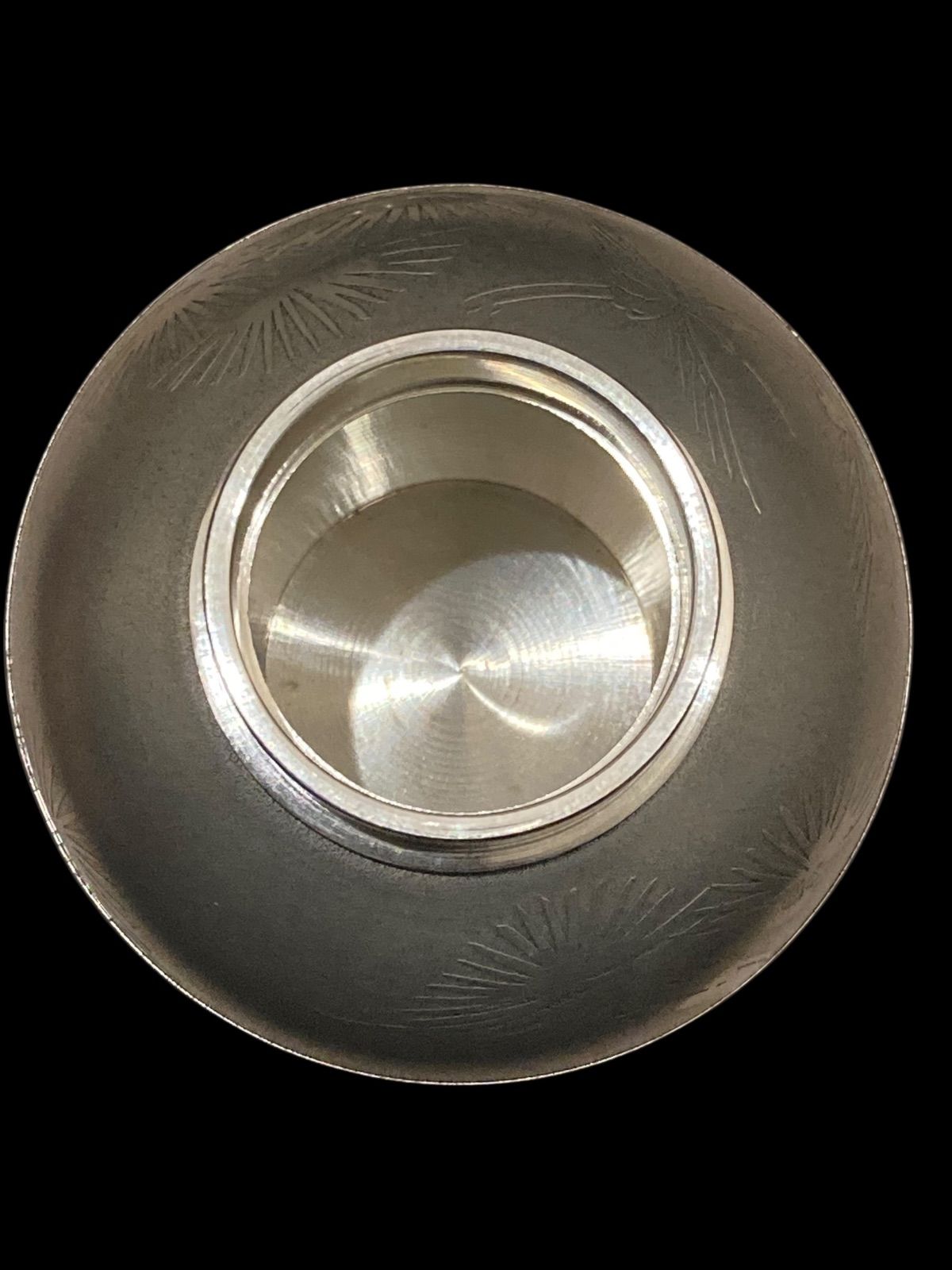 正錫 岩切 松鶴文様 錫製 茶壷 薩摩錫器 伝統工芸品 茶筒 茶心壺 錫