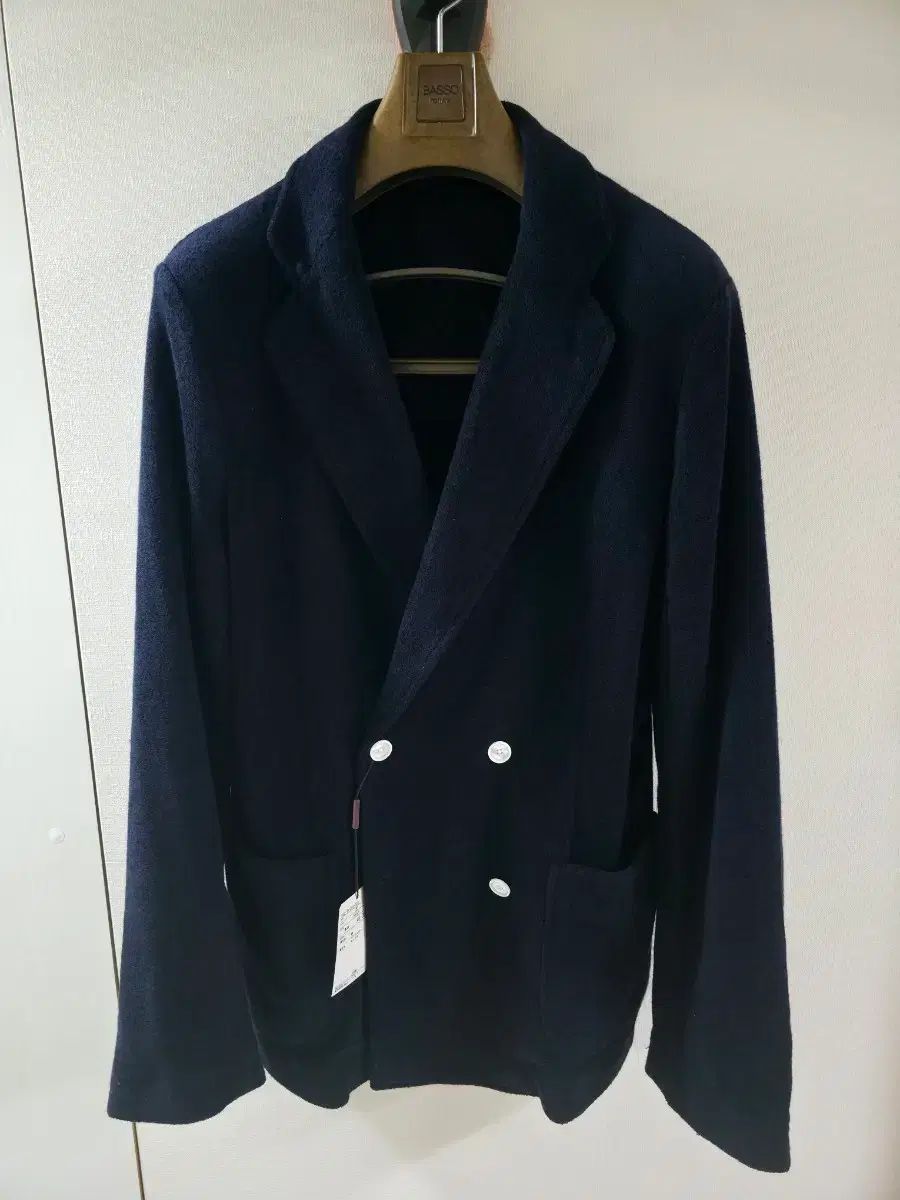 ソブリン ダークネイビー フレンチテリー コットン ダブル スポーツコート ニット ジャケット