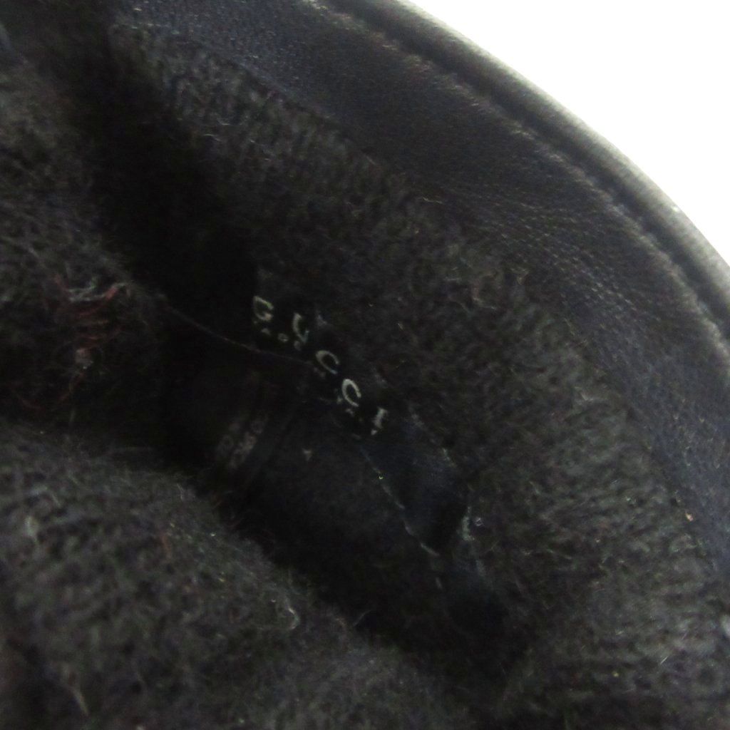 グッチ GUCCI レザー グローブ 手袋 カシミヤ裏地 GG金具 本革 7 黒