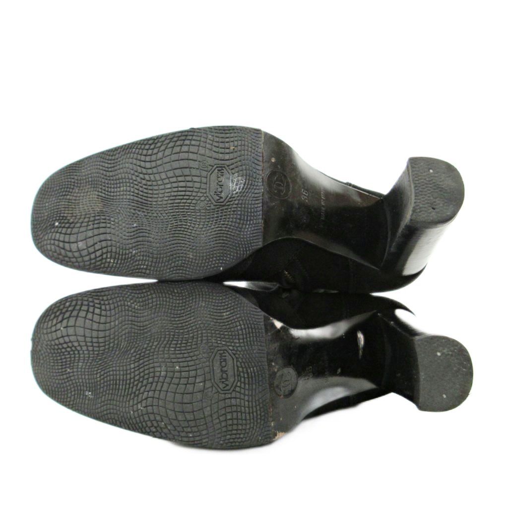 シャネル CHANEL スウェード サイドジップ ミドル ブーツ ハイヒール