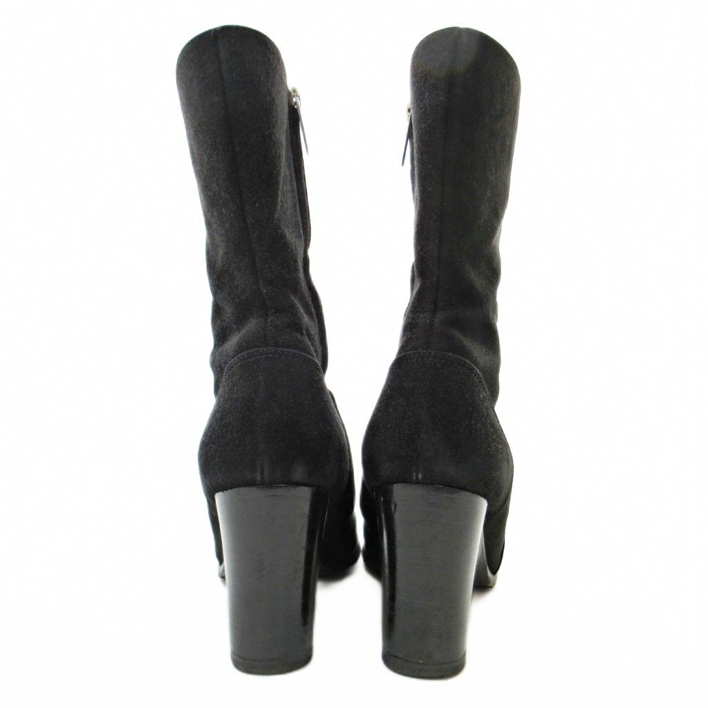 シャネル CHANEL スウェード サイドジップ ミドル ブーツ ハイヒール