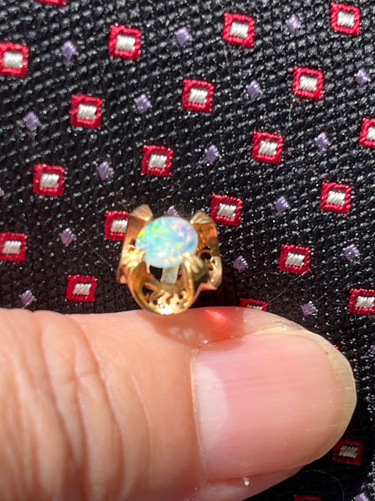 18金 天然 オパール ネクタイピン ストック メンズアクセサリーメンズジュエリー