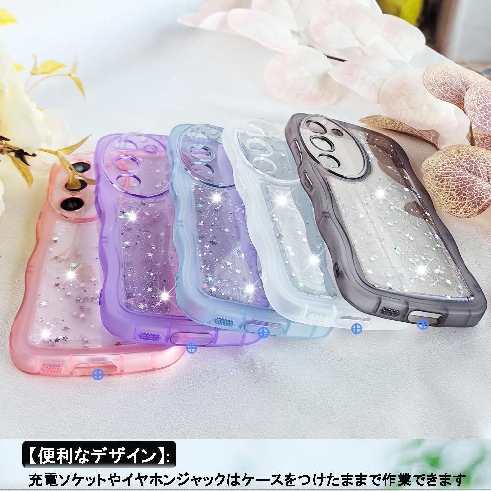 在庫 滑り止め 指紋防止 傷防止背面 ストラップホール付き 薄型 tpuソフト 対応 かわいい ギャラクシーA 53 キラキラ 5 G クリア カバー SC-53 C|SCG 15 ケース ブルー A Galaxy Samsun