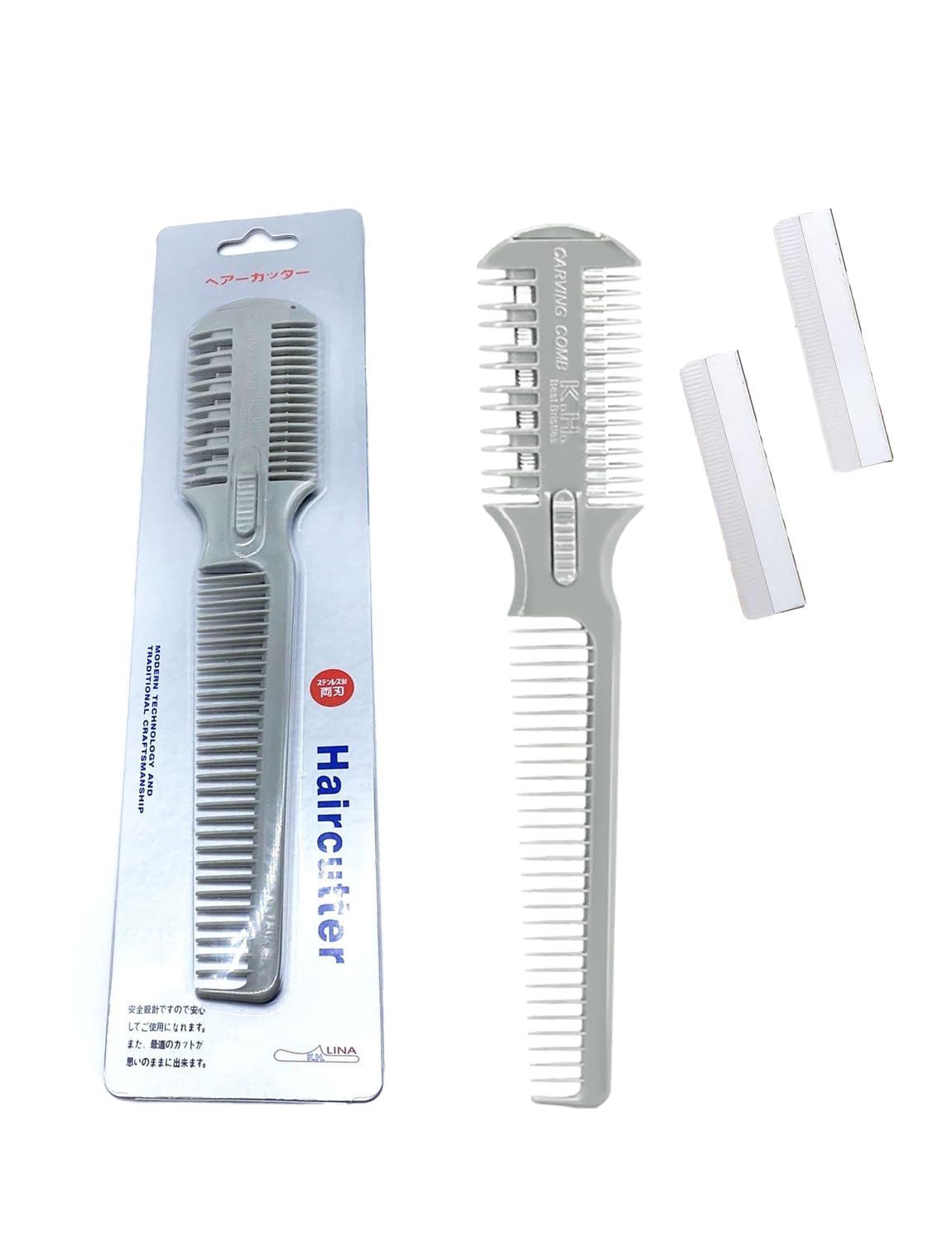 商品 セルフカット すきばさみ 前髪 クシ型 ハサミ ヘアトリマー 1本入 髪の毛 散髪に すきかみそり 髪の毛をすいて短く Marcea 枝毛カッター シルバー ヘアカッター