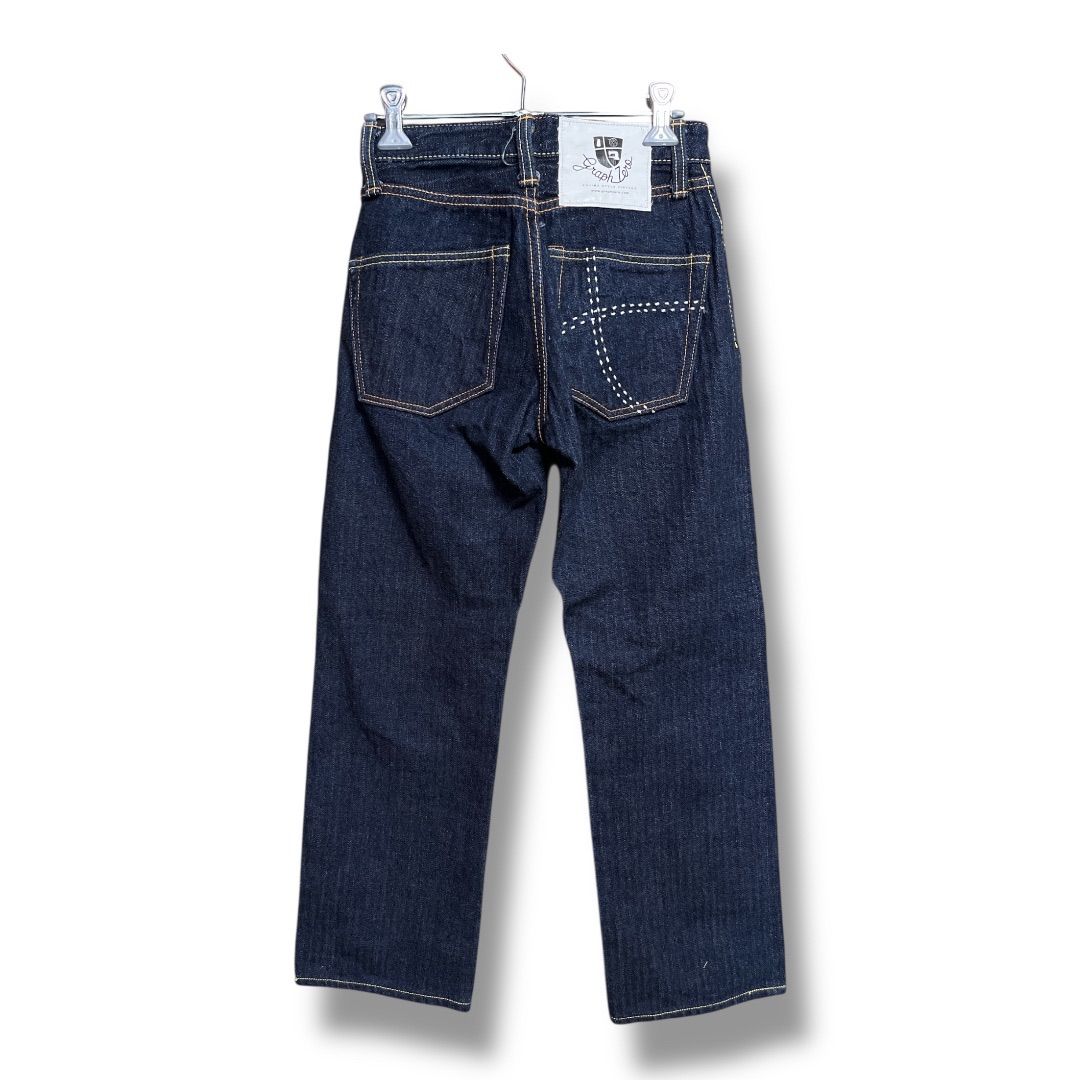 graphzero グラフゼロ デニムパンツ 岡山 倉敷 ボタンフライ ジーンズ ジーパン コットン シャドーストライプ レディース サイズ28 ネイビー 通年 19 No K 1160
