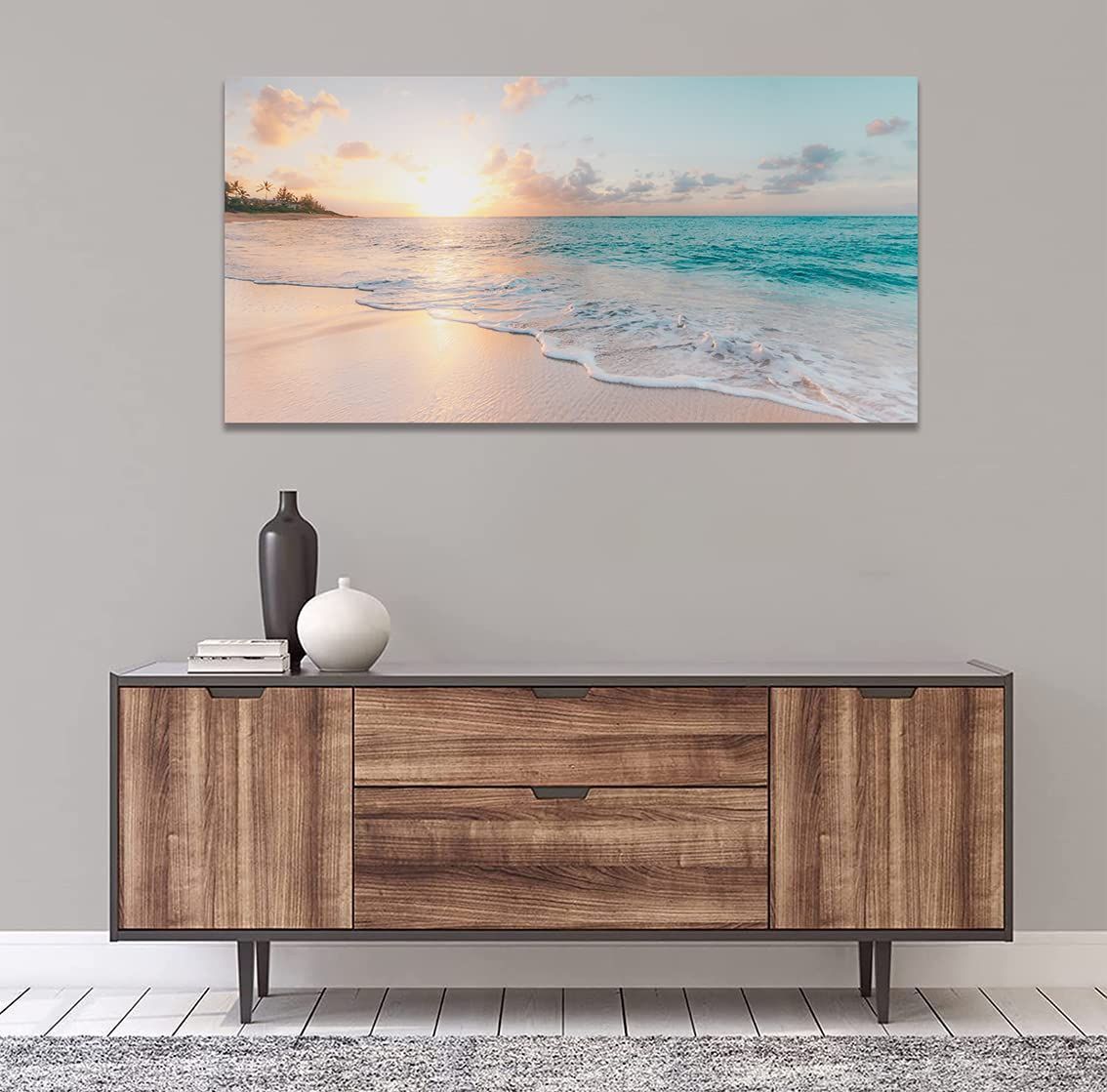 アートパネル 海の絵 絵画 海 ハワイ ポスター 風景画 壁掛け 室内装飾 木枠付きの完成品 30 x 60 cm 1 Pcs